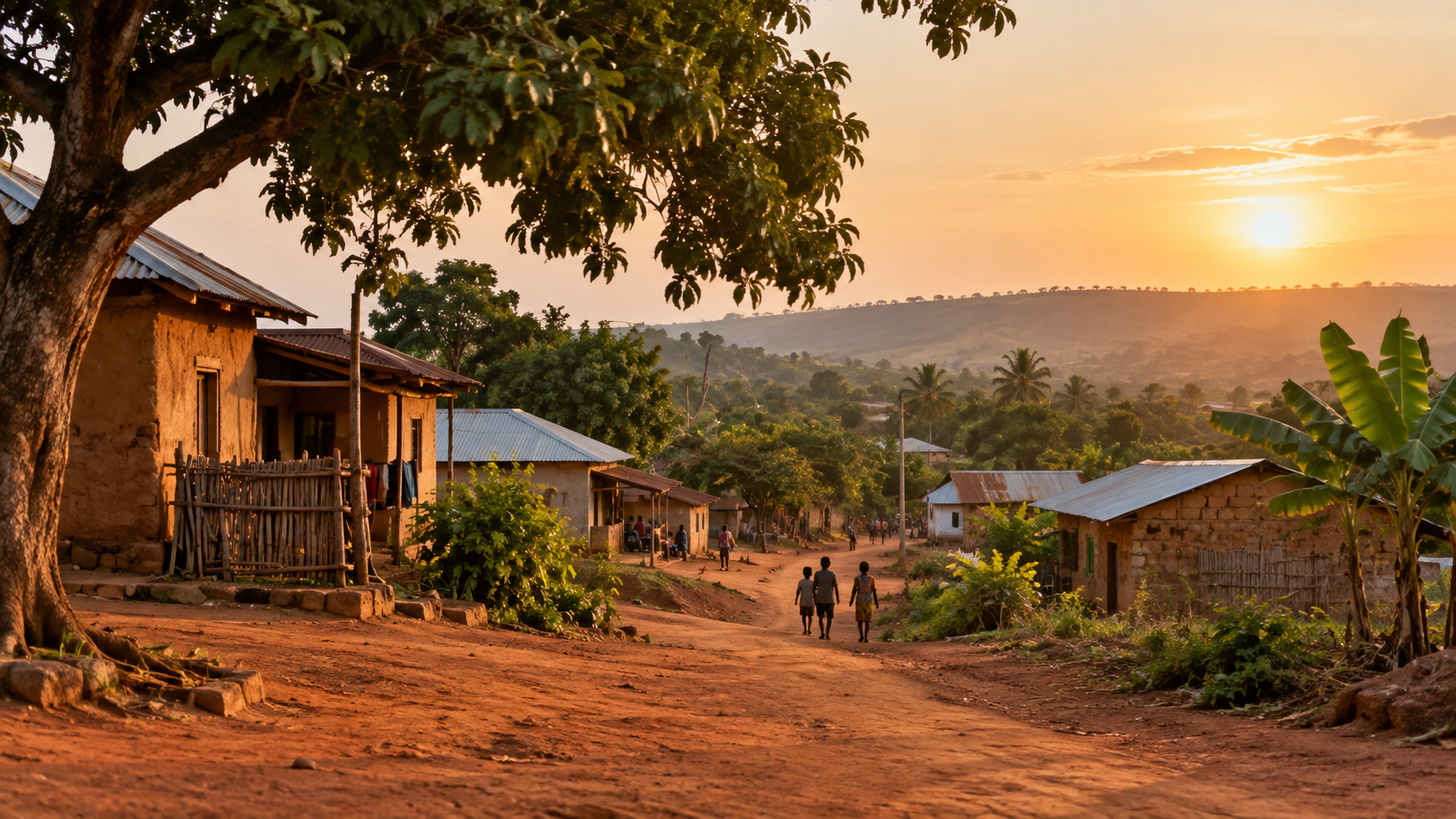 Illustrative Ghana village landscape supporting the HOPE 2day orphanage vision.
